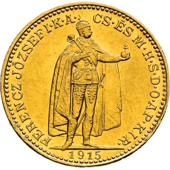 Zlatá mince Dvacetikoruna Františka Josefa I. Uherská ražba 1915 KB