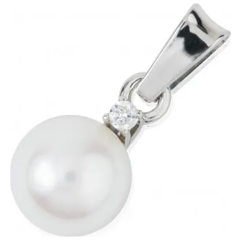 Přívěsek Couple, Moderní perlový přívěsek Allexina, bílé zlato a zirkon, 585-66-2-0013.1B00.0.00.748.23