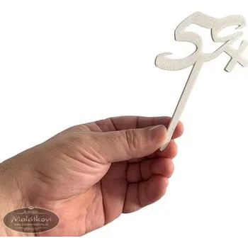 Jedlá dekorace na dort Dortmarket Zápich narozeninový - 59+ - bílý - 3D tisk