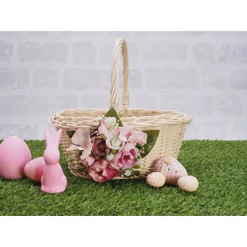 Nákupní košík Velikonoční košíček dekorace Bílý košík na svěceninu Oválný Květ
