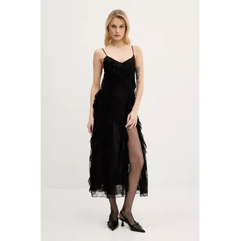 Dámské šaty Šaty s příměsí hedvábí Miss Sixty černá barva, midi, 6S1DJ24100 99X, vel. S