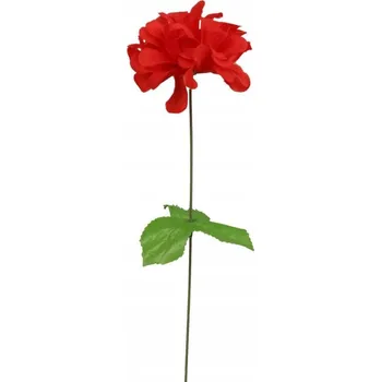 umělá květina Umělá Chryzantéma, samostatný květ s listem, červená - Dekorace na hrob