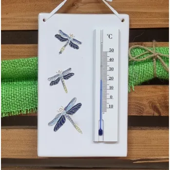 Domácí teploměr Keramický teploměr s modrou vážkou - vnitřní