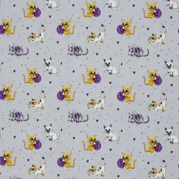 Úplet, Kočičky s klubíčky, srdíčka (E) (Kvalitní úplet z Německa )