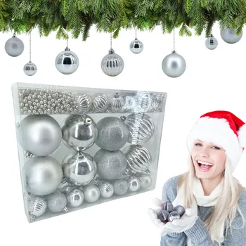 Vánoční dekorace Vánoční ozdoby sada 32 ks STŘÍBRNÁ SADA NA STROMEČEK