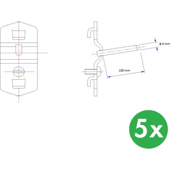 Dílenský regál Jednoduchý hák - rovný - držák nářadí pro EUROPERFO panely