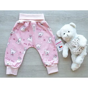 AMÁLKA Bavlněné rostoucí kalhoty, růžový Méďa Velikost: 62