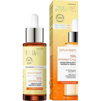 Pleťové sérum Eveline Cosmetics Serum Shot 15% Vitamin C + Cg Rozjasňující a antioxidační pleťové sérum 30ml