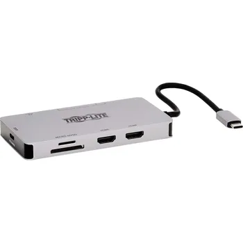 USB hub EATON Dokovací stanice USB-C, 2x displej, 4K 60Hz HDMI, USB 3.2 G1, USB-A, GbE, paměť.karta, 100W PD, šedá U442-DOCK8G-GG