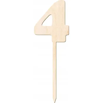 Obraz Topper Dřevěné číslice 4 na dort Narozeniny Výročí Jubileum Gody 12 cm