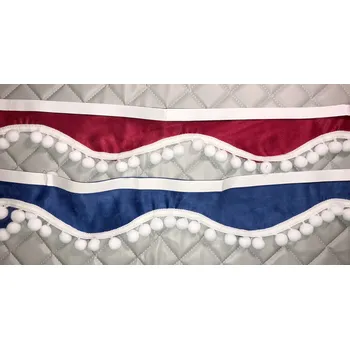 Bordura nad okno dodávky - modrá, bílé bambule