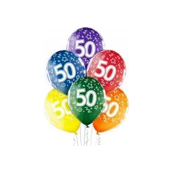 Balónek Balónky k 50. narozeninám transparentní barevné 6 Ks