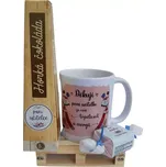 Dárkový balíček pro paní učitelku „Paletka“ – hrnek, horká čokoláda a mýdlo na dekorativní paletce