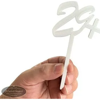 Jedlá dekorace na dort Dortmarket Zápich narozeninový - 29+ - bílý - 3D tisk