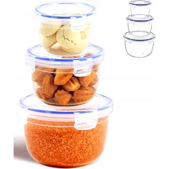 Dóza na potraviny Nádoby na potraviny, obědové boxy 3 ks kulaté 625, 1200, 2100 ml Katex