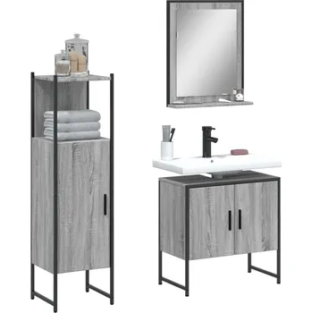 Koupelnový nábytek vidaXL 3dílný set koupelnových skříněk kompozitní dřevo [3214348] Barva: šedá sonoma