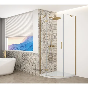Gelco TRINITY GOLD MATT čtvrtkruhový sprchový kout 900x900mm, čiré sklo, levé GT6590CL-G