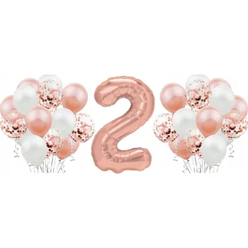 Balónek Sada ROSE GOLD na 2. narozeniny, výročí, svatbu - RŮŽOVÉ ZLATO - balónky, konfety