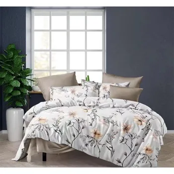 Povlečení Bavlissimo 7-dílné povlečení na dvoulůžko 140x200 cm Oranžovo růžová s motivy kytek