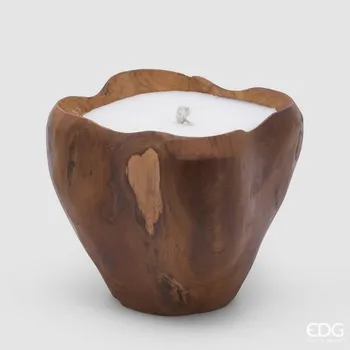 Svíčka Dekorace svíčka ve dřevě natural, 19x21 cm