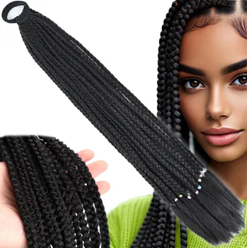 Příčesek SYNTETICKÉ ČERNÉ VLASY Copánky na gumičce Dredy Ombre Silné / Husté Příčesky