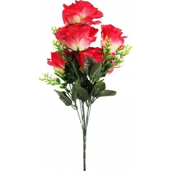 umělá květina Umělá Kytice 7 růží 54 cm červená - Květinová Vazba pro Dekoraci Balkónu
