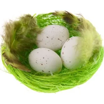 Hnízdečko pro miminko Hnízdečko s bílými vajíčky 7cm, zelené