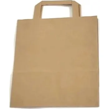 Nákupní taška Papírová taška s plochými uchy - 220x110x295 mm Hnědá 500 ks