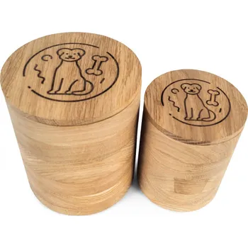 Dóza na potraviny Svět Tlapky Dřevěná dóza s motivem - kulatá Velikost: Průměr 10,5cm / výška 13cm, Dřevina: Javor