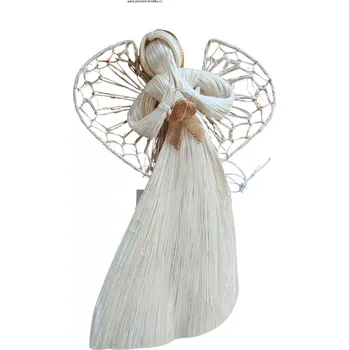 Vánoční dekorace Slaměný anděl 16 cm 11 cm