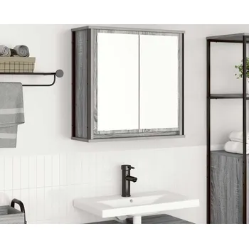 Koupelnový nábytek vidaXL Koupelnová nástěnná skříňka se zrcadlem Šedá Sonoma 60x21x60 cm [861900]