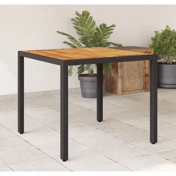 Zahradní nábytek vidaXL Zahradní stůl 90 x 90 x 75 cm polyratan akáciové dřevo [365530] Barva: Černá