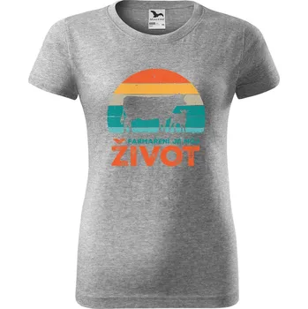 Dámské tričko DOBRÝ TRIKO Dámské tričko Farmaření je můj život Barva: Tmavě šedý melír, Velikost: 3XL