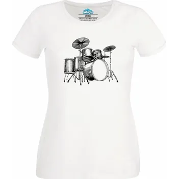 Dámské tričko Dámské tričko Vintage Bicí souprava (Velikost: 4XL, Barva: Bílá)