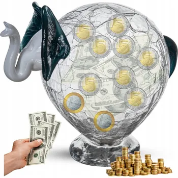 Obraz Pokladnička SKLENĚNÁ SLON SKLENĚNÁ POKLADNIČKA