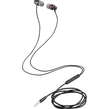 Renkforce RF-IE-JH01 Headset do uší (In Ear) kabelová černá Dálkový ovladač telefon