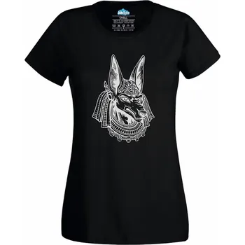 Dámské tričko Egyptský bůh Anubis (Velikost: 4XL, Barva: Černá)