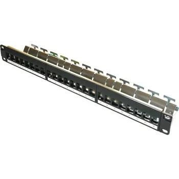 Patch panel XtendLan Patch panel 19", 24 portů, neosazený, Cat5e/6/6A/7, vyvazovák PP19-24NA