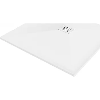 Sprchová vanička MEXEN/S - Stone+ čtvercová sprchová vanička 90 x 90, bílá, mřížka bílá 44109090-W