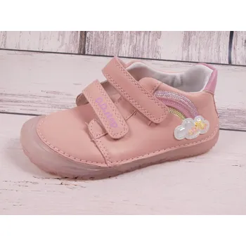 Dívčí polobotky D.D.step Celoroční boty obuv D.D. step kožené BAREFOOT S073-51424A růžové s duhou velikost: 27