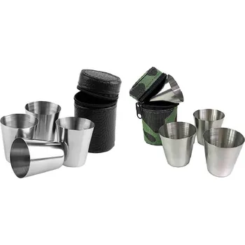 ČÍNA Sada hrnků (štamprle) 4 kusy nerez 30ml Varianta: černý obal