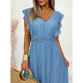 Dámské šaty Fashionweek Krajkové midi šaty s podšívkou BOHO IT-NATHALIE Barva: Modrá, Velikost: Universal
