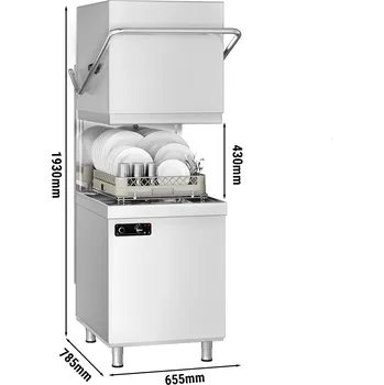 Myčka nádobí G.Gastro Průchozí myčka nádobí 6,52 kW - Bez vypuštěcího čerpadla - S čerpadlem mycího prostředku a přívodem oplachovacího prostředku