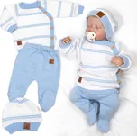 Baby Nellys Pletená sada pro miminko s jemným proužkem 3D, lux - modrá, bílá Velikost koj. oblečení: 68 (3-6m)