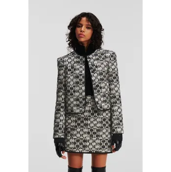 Dámská bunda BUNDA KARL LAGERFELD CHECK BOUCLE JACKET BLACK/WHITE BOUCLE