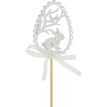 Velikonoční dekorace Vajíčko perforované se zajíčkem zápich 6x4,5/35 cm