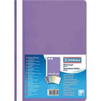 Plastové rychlovazače DONAU A4, fialové, 10 ks 430.408