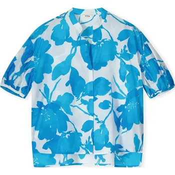 Dámská halenka Halenka Kyra Bea tyrkysovo bílá květ krátká Velikost: 36