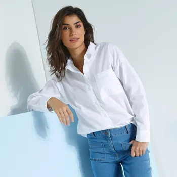 Dámská košile Jednobarevná oversize košile bílá 40