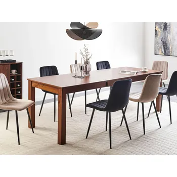 Rozkládací jídelní stůl tmavý jasan mdf kaučuk 160/240 x 90 cm dřevěné nohy obdélníková dýhovaná deska přírodní povrch minimalistická skandinávská kuchyně Beliani